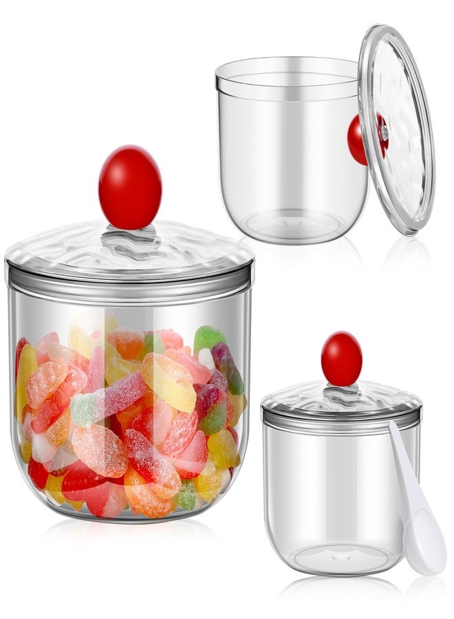 ALEXPRE 3 Pack Candy Jar, Clear Plastic Candy Jar with Lid for Office Desk, Cute Small Candy Bar Containers - Mason Cookie Jars for Buffet, Home Kitchen, Bar Use - Image 1